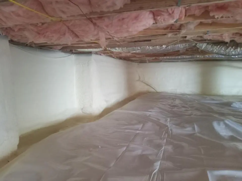 Crawl space encapsulation with closed-cell spray foam for Roof Leak Repair in Barrington
